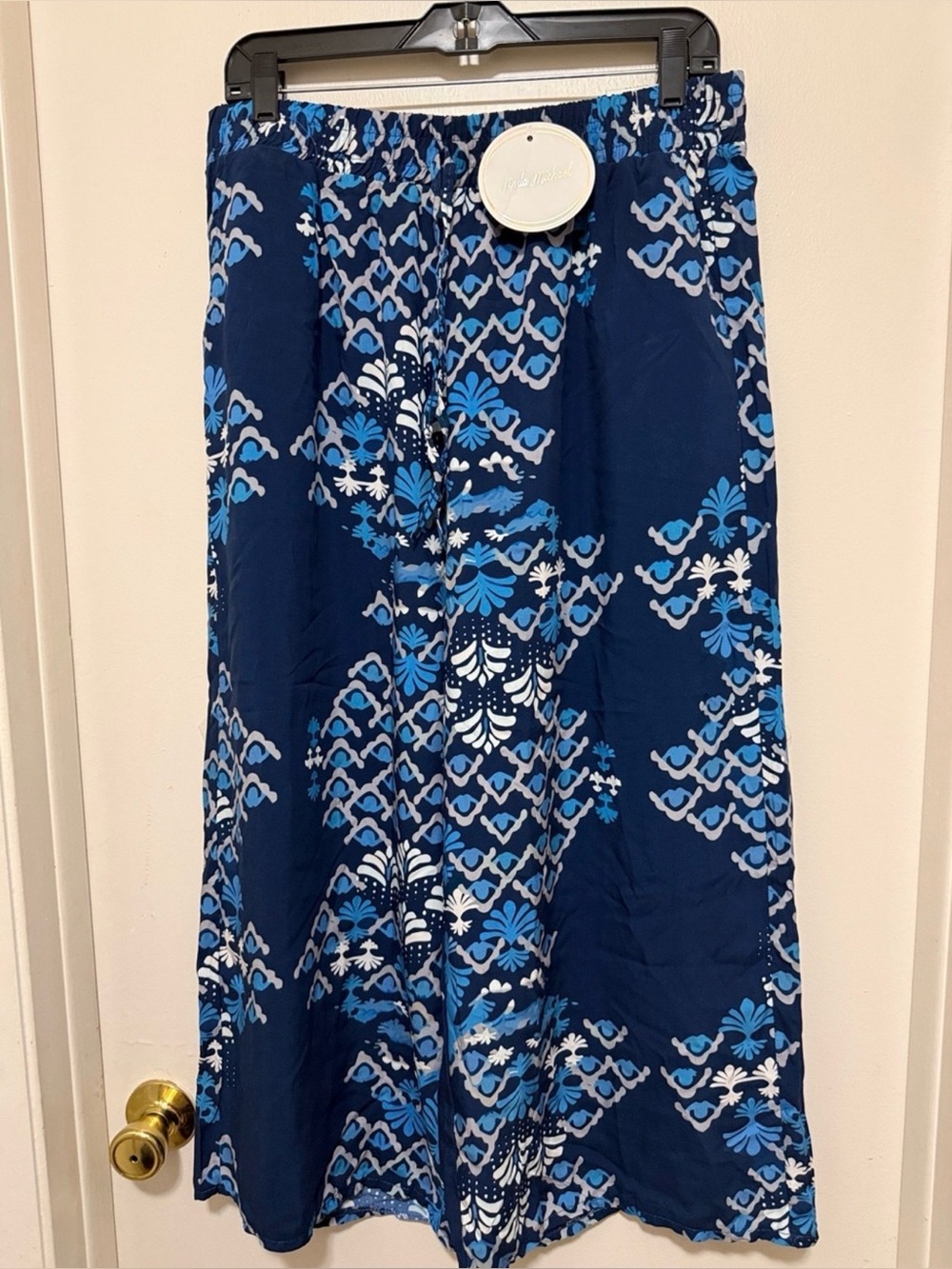 Women’s Navy Blue Printed Swim Cover-Up Skirt